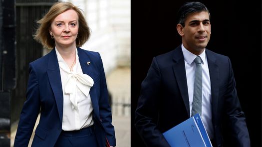 La ministra de Exteriores, Liz Truss, y el exministro de Finanzas, Rishi Sunak.