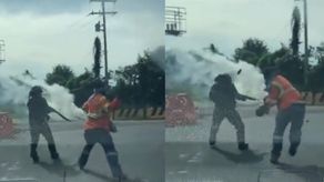 Protesta en Howard, momento en que es agredido la unidad. Protesta en Howard, momento en que es agredido la unidad.