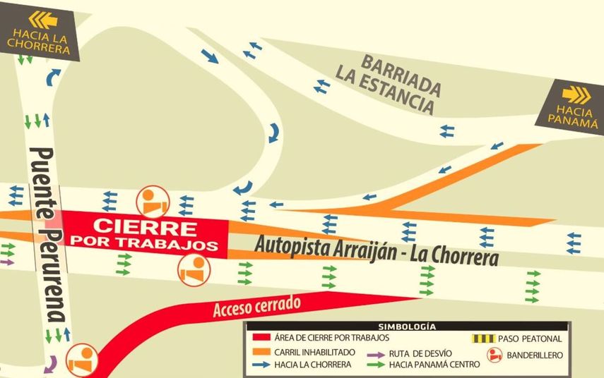 El comunicado indica que las adecuaciones viales se realizarán para continuar con los trabajos de vaciado de columnas de la Línea 3 del Metro de Panamá.