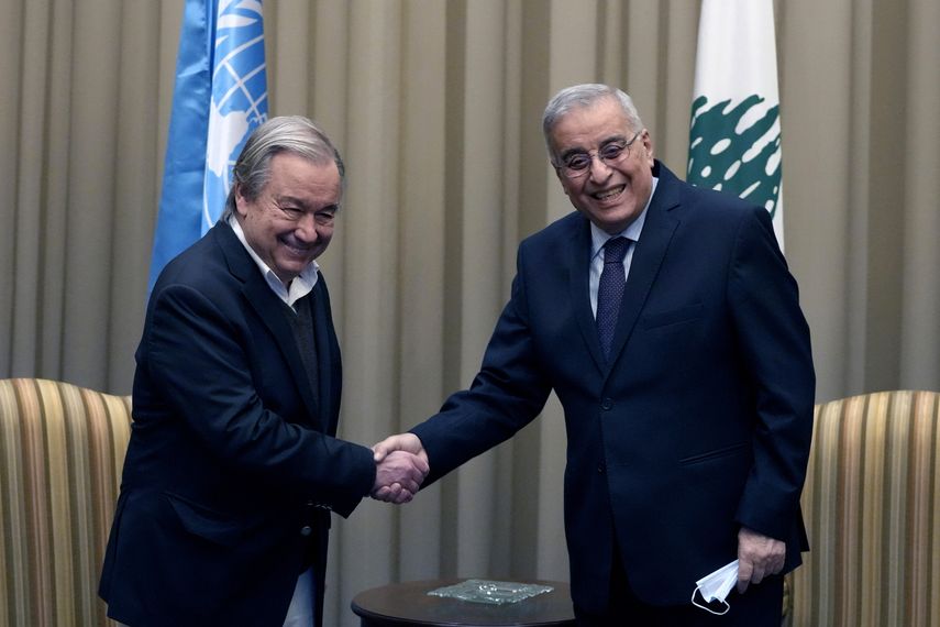 El secretario general de las Naciones Unidas (ONU) Antonio Guterres se reunirá con el presidente Michel Aoun.