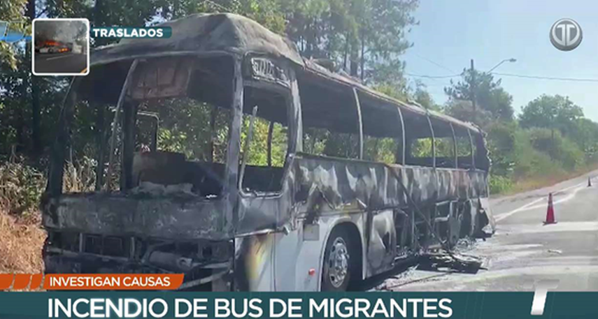 Inician investigaciones por incendio de autobús en Veraguas.