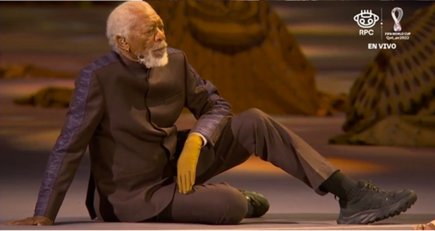 Morgan Freeman durante la inauguración el Mundial.