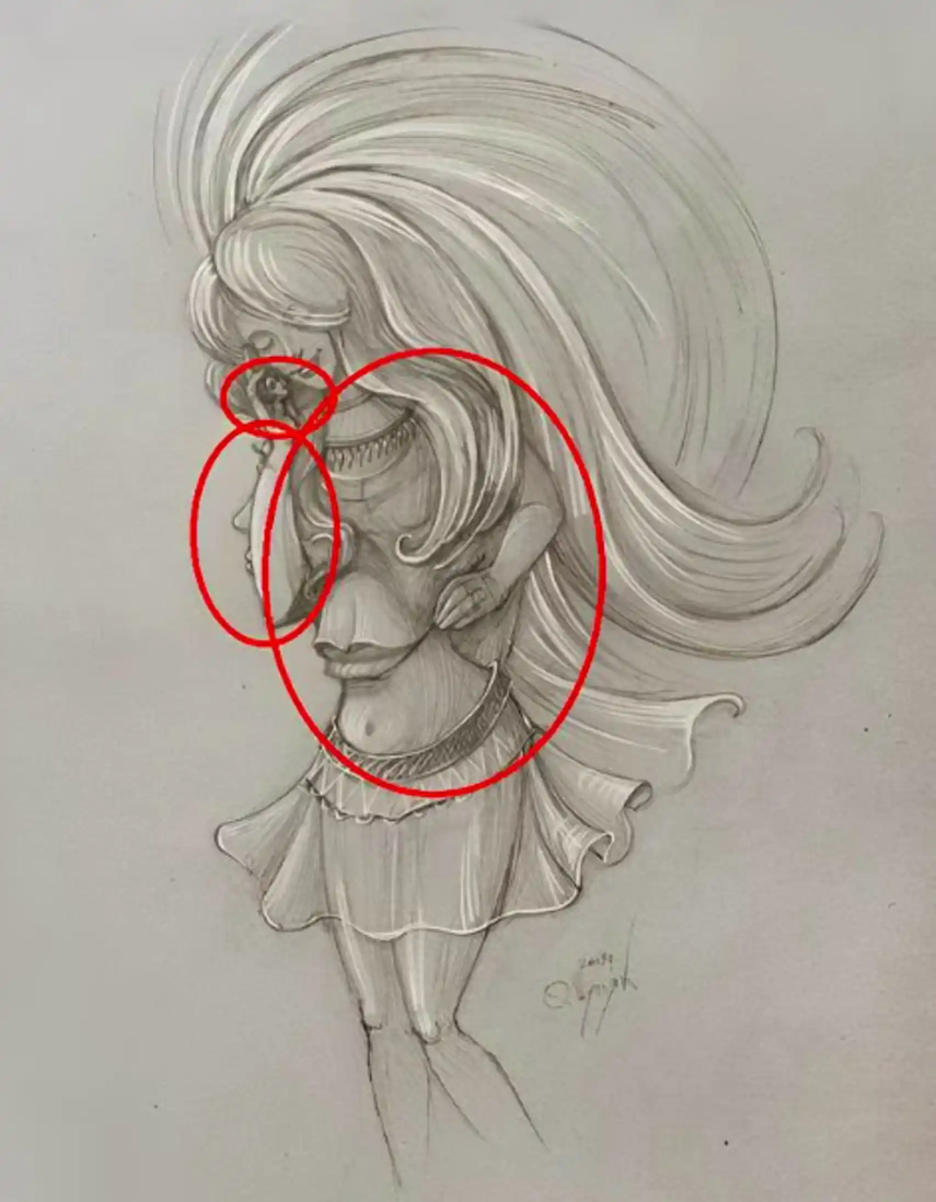 La respuesta al acertijo visual de las 4 mujeres escondidas en la imagen. La respuesta al acertijo visual de las 4 mujeres escondidas en la imagen.