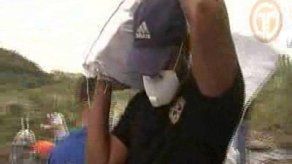 Rudimentario proceso de destrucción de droga