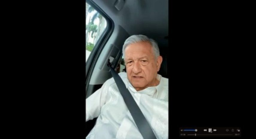 Andrés Manuel López Obrador en su videollamada.