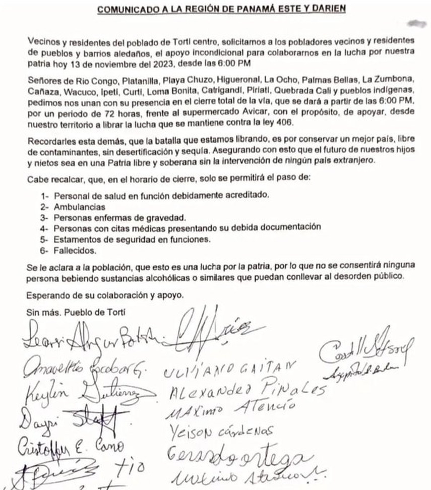 Anuncian cierre total en Tortí por 72 horas a partir del lunes 13 de noviembre Anuncian cierre total en Tortí por 72 horas a partir del lunes 13 de noviembre