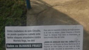 Vega se desvincula de escritos contra Olivares Frías