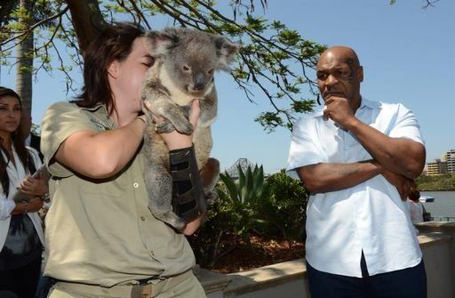 Mike Tyson se asusta con un koala en Australia