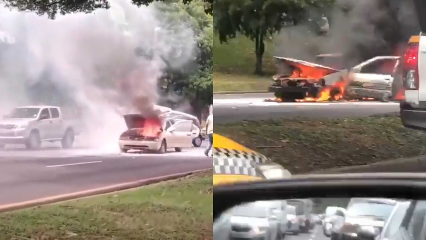 Auto se incendia en la vía Transístmica