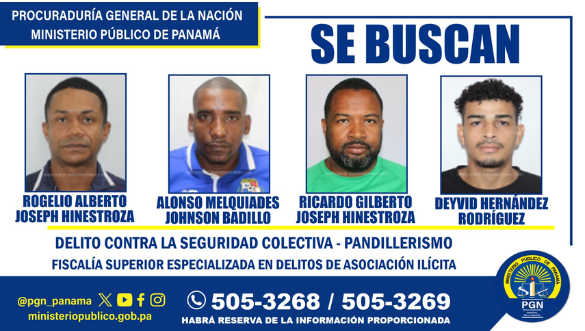 Cuatro personas bajo la mira del Ministerio Público por presunto delito de pandillerismo.