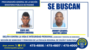 Fiscalía de Colón busca a dos sujetos por homicidio y tentativa de homicidio.