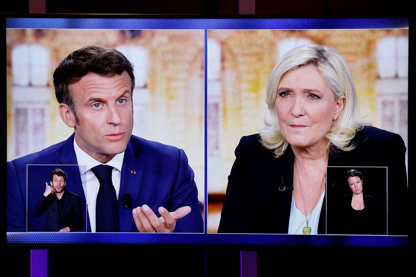 Emmanuel Macron y Marine Le Pen﻿.