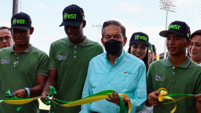 Presidente Cortizo inaugurando el estadio de béisbol Justino Gato Brujo Salinas