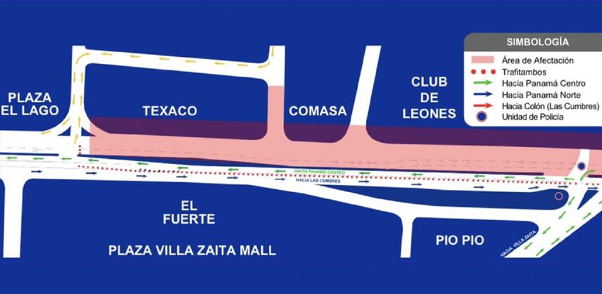 La inversión de carriles obedece al montaje de vigas U del tramo 3 del proyecto Expansión de la Línea 1 del Metro hasta Villa Zaita.