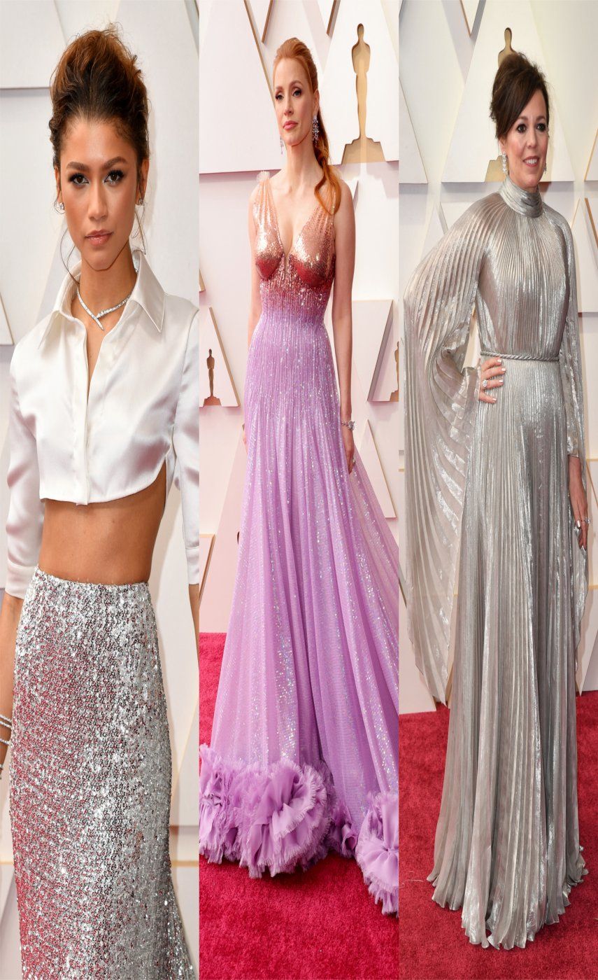 OSCAR 2022: Tonos plateados y mucho brillo en la alfombra roja