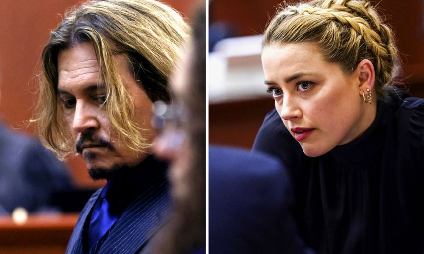 Composición de fotos de Johnny Depp y Amber Heard.