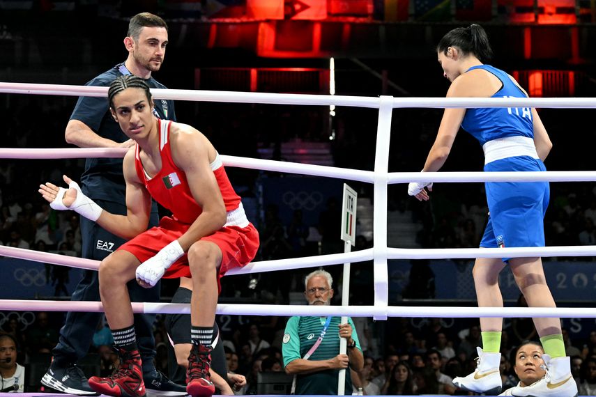 Pelea entre la boxeadora argelina Imane Khelif y la italiana Angela Carini. Pelea entre la boxeadora argelina Imane Khelif y la italiana Angela Carini.