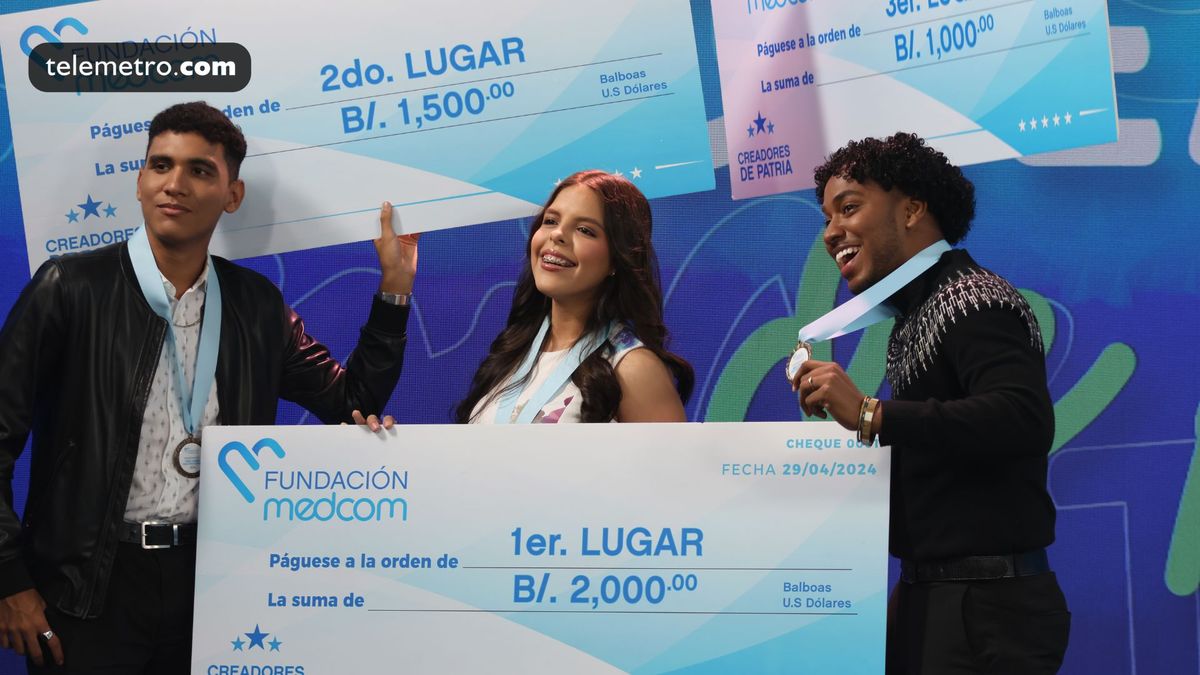 Adrián Contreras, Ennie Brandao y Abdul Gaviria, ganadores de Creadores de Patria 2024.