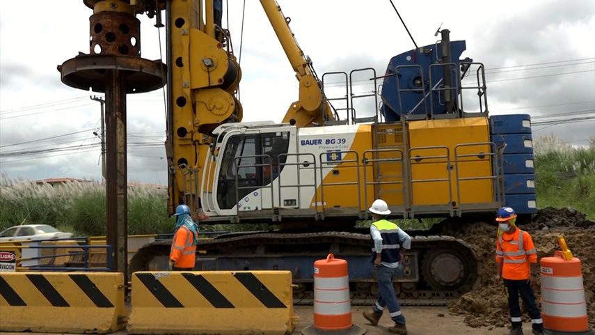 Trabajos de construcción de la Línea 3 del Metro de Panamá.