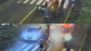 Accidente y Fuga. Personal del 911 atendiendo al sujeto atropellado. Accidente y Fuga. Personal del 911 atendiendo al sujeto atropellado.