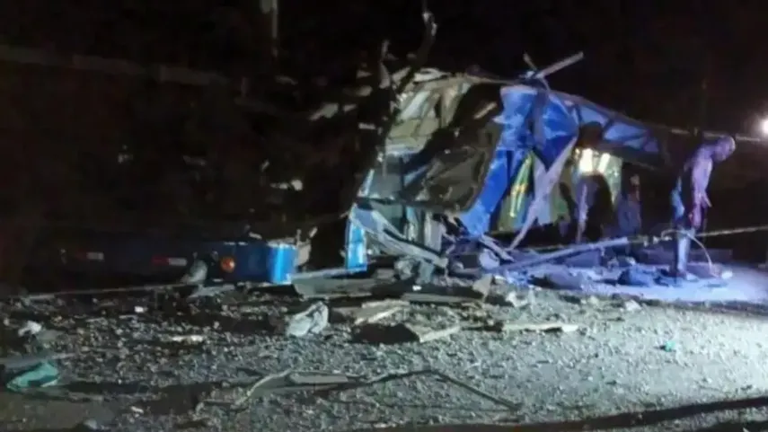 Bus en el que se dirigían los migrantes.