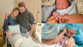 Massiel Mas y David Sakata junto a su nuevo bebé.