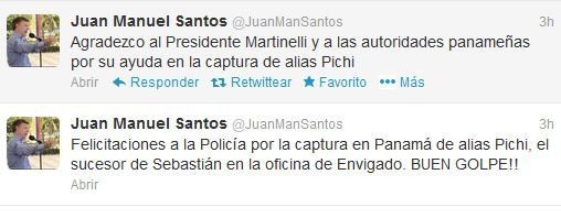 Santos informa de captura en Panamá de presunto narcotraficante