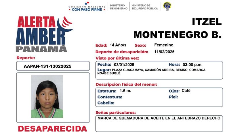 Activan Alerta Amber por desaparición de Itzel Montenegro de 14 años