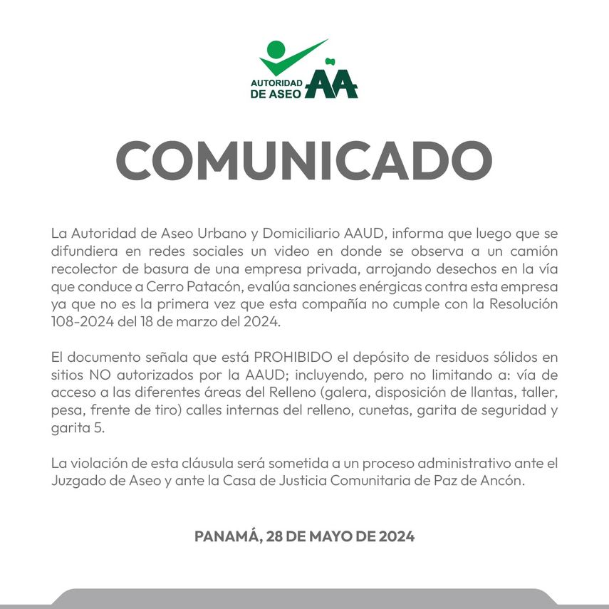 AAUD evalúa "sanciones energéticas" a empresa privada de recolección de basura AAUD evalúa "sanciones energéticas" a empresa privada de recolección de basura