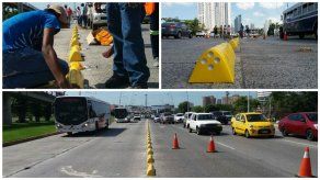 Instalan dispositivos para demarcar carriles preferenciales de Metro Bus en seis vías Instalan dispositivos para demarcar carriles preferenciales de Metro Bus en seis vías