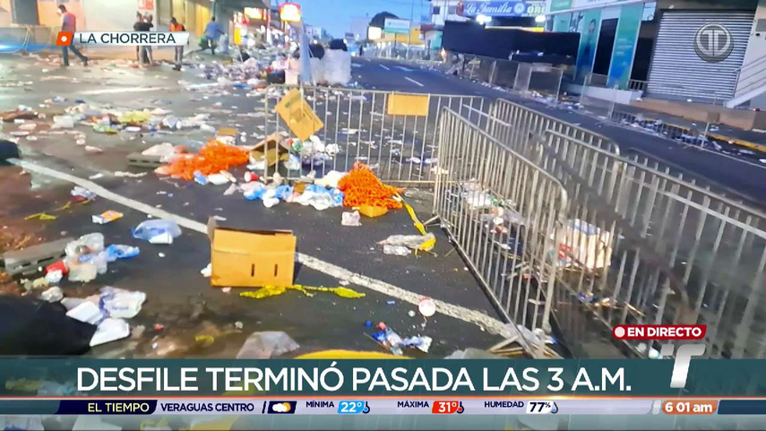 Calles de La Chorrera amanecen llena de basura