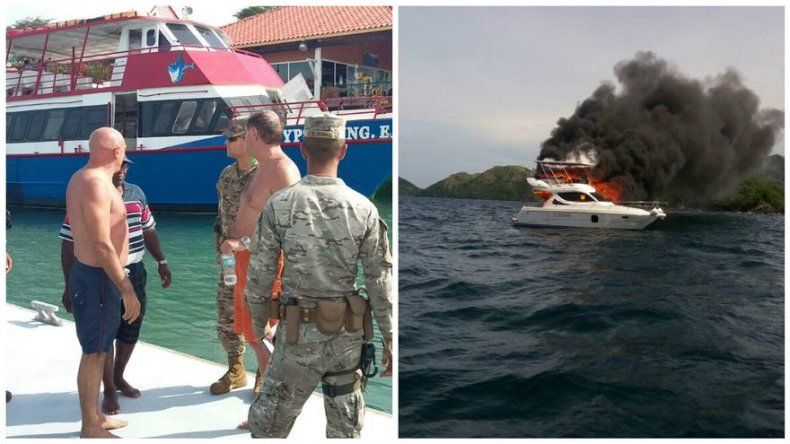 Rescatan a cuatro tripulantes de un yate incendiado en Isla de Taboga