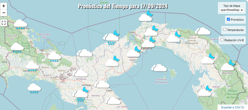 Clima para Panamá en la noche de este martes 17 de septiembre. Clima para Panamá en la noche de este martes 17 de septiembre.