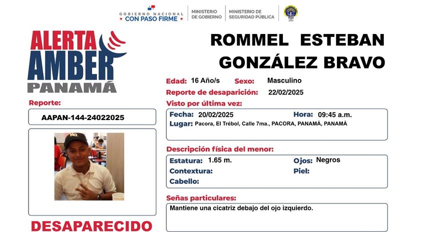 Activan Alerta Amber por desaparición de Rommel Esteban González Bravo de 16 años
