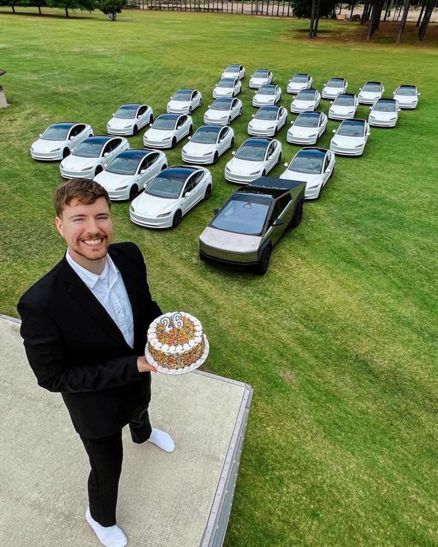MrBeast celebra su cumpleaños regalando 26 Tesla ¿Ya participaste?