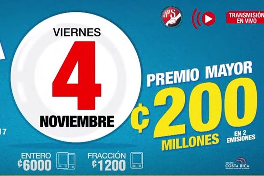 ¡En vivo! Lotería, Chance de Costa Rica para hoy viernes 4 de noviembre