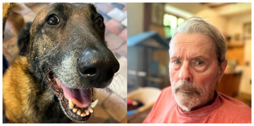 El actor Alain Delon y su mejor amigo.