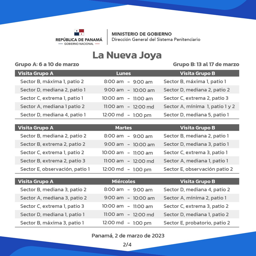 La Joya: horarios para visitas de familiares a reclusos