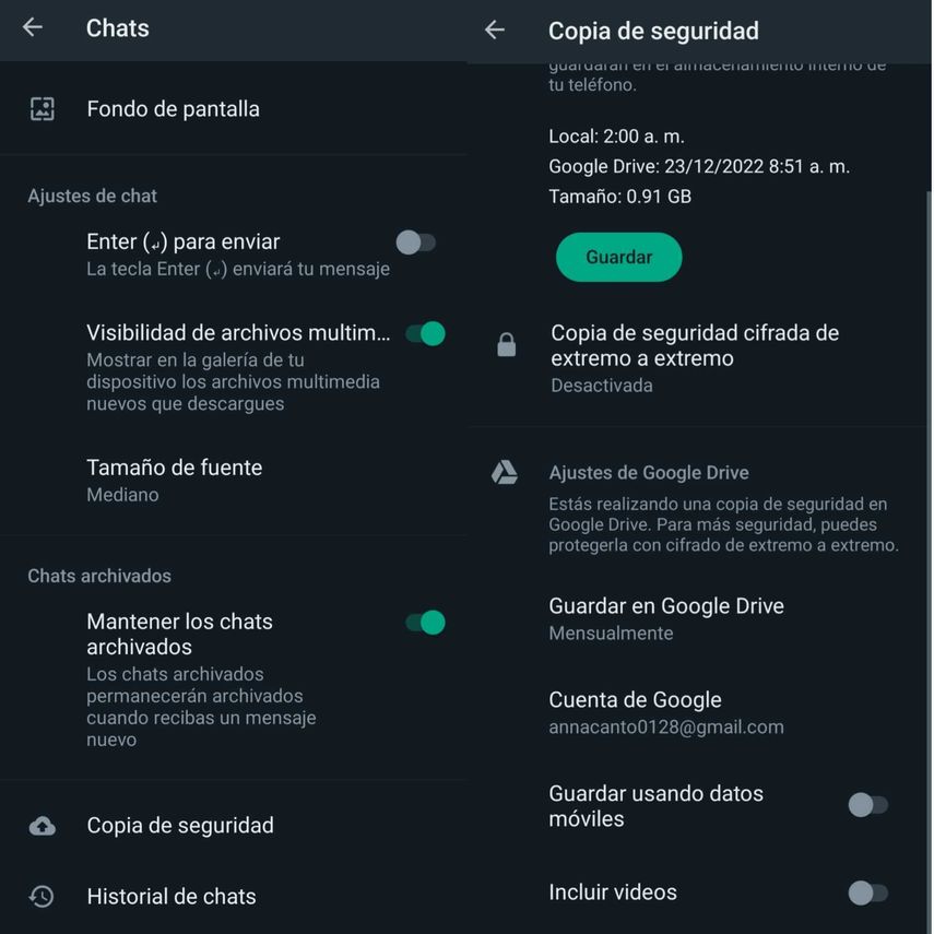 En esta función, toca en copia de seguridad cifrada de extremo a extremo.