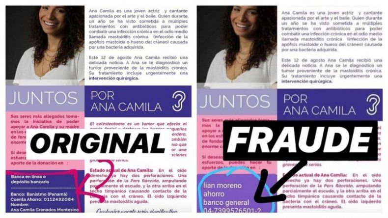 Modifican arte para recaudación de fondos a Ana Camila, advierte ante posible fraude Modifican arte para recaudación de fondos a Ana Camila, advierte ante posible fraude